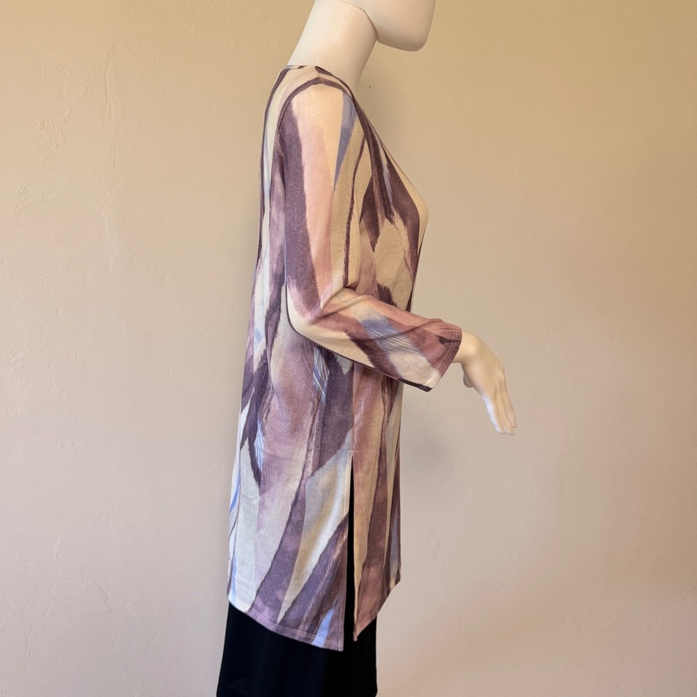 NWT Chico's Women's Abstract Print Tunic Top Purple Blue 3/4 Sleeve Size 0 - Picture 4 of 15